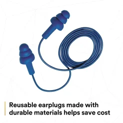 E-A-R 3M UltraFit Earplugs, Metal Detectable, Corded, Poly Bag, 100 Pair/Case (340-4007)
