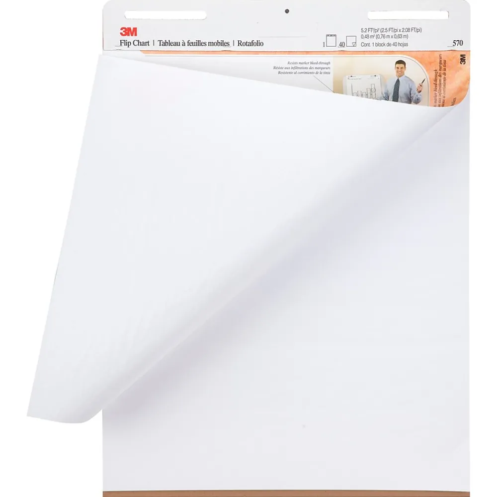 Easel Paper Pads*3M Flip Chart Easel Pad, 25" x 30", 40 Sheets/Pad, 2 Pads/Carton (MMM570)