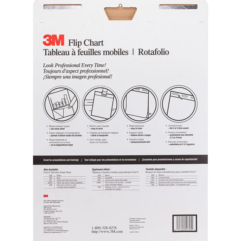 Easel Paper Pads*3M Flip Chart Easel Pad, 25" x 30", 40 Sheets/Pad, 2 Pads/Carton (MMM570)