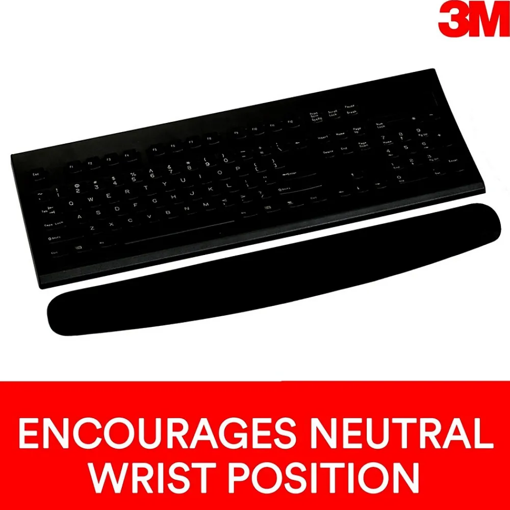 Hot 3M ™ Foam Wrist Rest for Keyboards, Black, Durable Fabric Cover, Anti-microbial Product Protection (WR209MB)