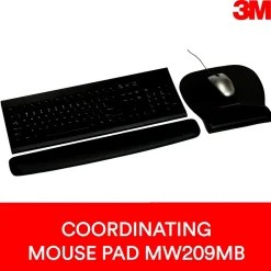 Hot 3M ™ Foam Wrist Rest for Keyboards, Black, Durable Fabric Cover, Anti-microbial Product Protection (WR209MB)