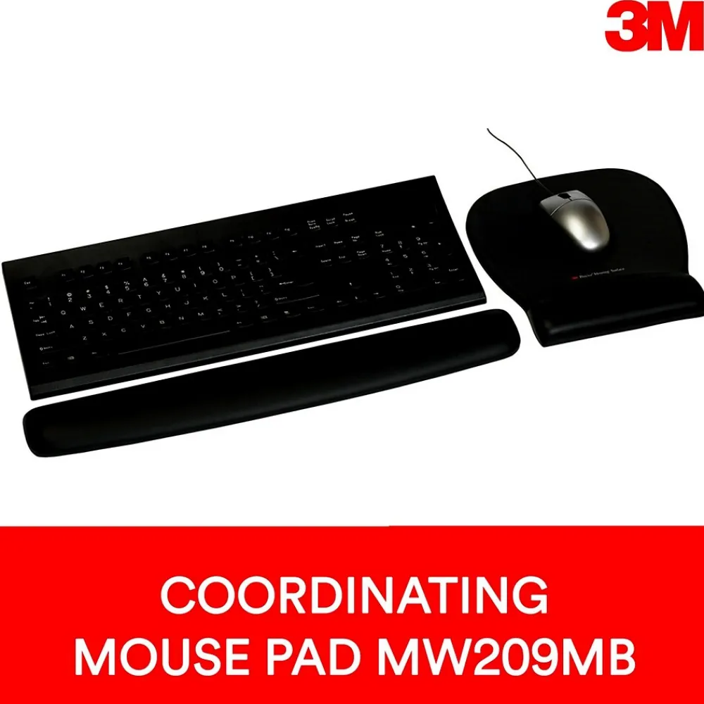 Hot 3M ™ Foam Wrist Rest for Keyboards, Black, Durable Fabric Cover, Anti-microbial Product Protection (WR209MB)