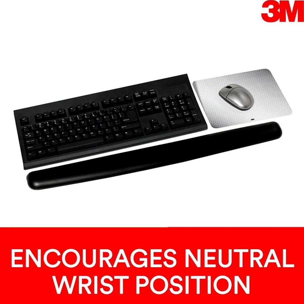 Hot 3M ™ Gel Wrist Rest for Keyboard and Mouse, Black, Easy Clean Cover, Anti-microbial Product Protection (WR340LE)
