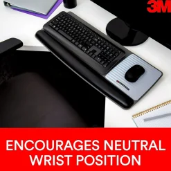 Clearance 3M Gel Wrist Rest with Platform for Keyboard and Mouse, Gray, Tilt Adjustable, Precise Mouse Pad (WR422LE)