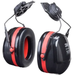 3M ™ Optime 105 Earmuffs, eltor Dual Cup Helmet Attachment Hearing Protector, Black/Red, 27dB