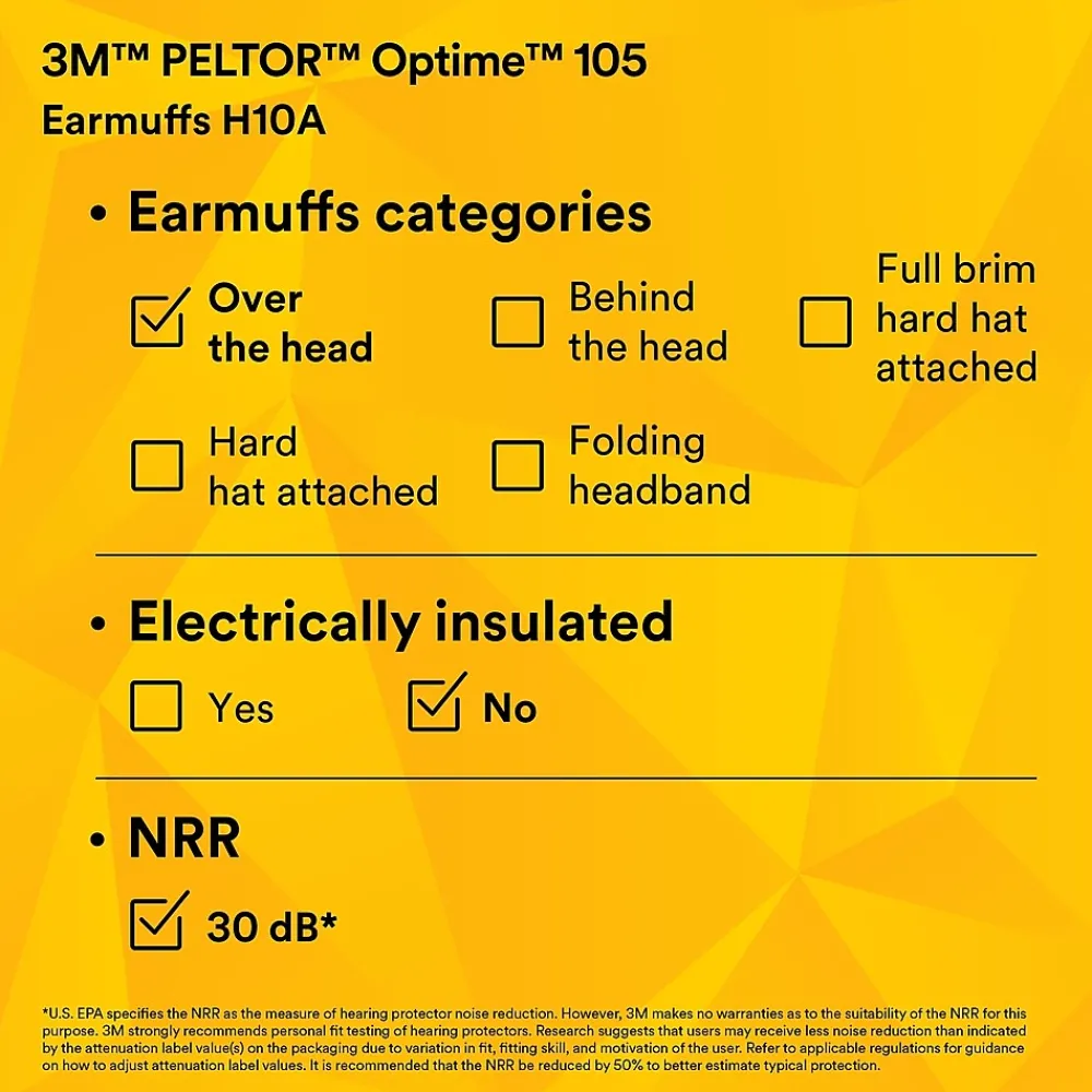 3M PELTOR Optime 105 Over-the-Head Earmuffs (H10A)