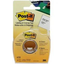 Correction & White-Out|3M Post-it Labeling & Cover-up Tape, 1" x 700" Per Roll, 3 Rolls