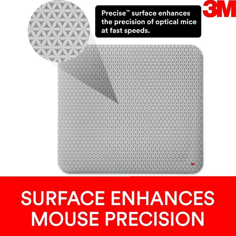 Hot 3M ™ Precise™ Mouse Pad Enhances the Precision of Optical Mice, Non-Skid, Foam Back, 9" x 8", Bitmap, (MP114-BSD1)