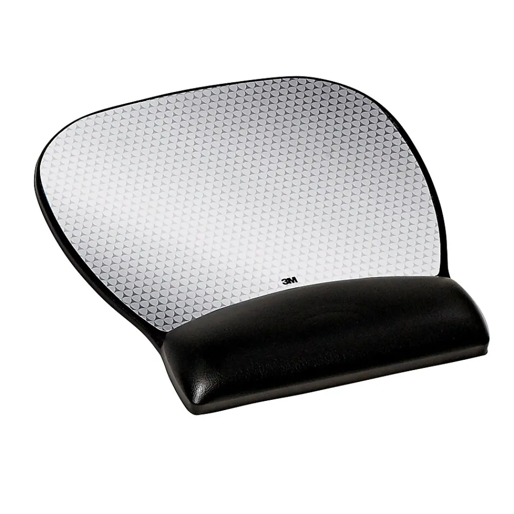 Outlet 3M ™ Precise Vertex Mouse Pad with Gel Wrist Rest, Non-Skid Base, Black/Silver (MW310LE)