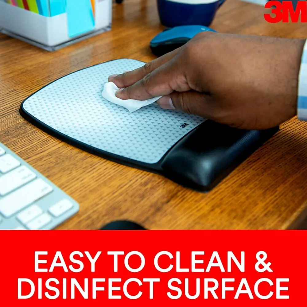 Outlet 3M ™ Precise Vertex Mouse Pad with Gel Wrist Rest, Non-Skid Base, Black/Silver (MW310LE)