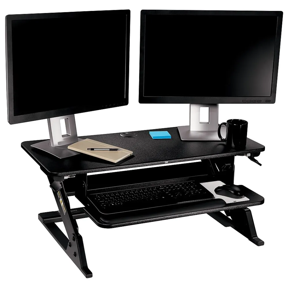 Standing Desks*3M Precision Standing Desk 35"W Manual Adjustable Desk Riser with Gel Wrist Rest and Precise Mouse Pad, Black (SD60B)