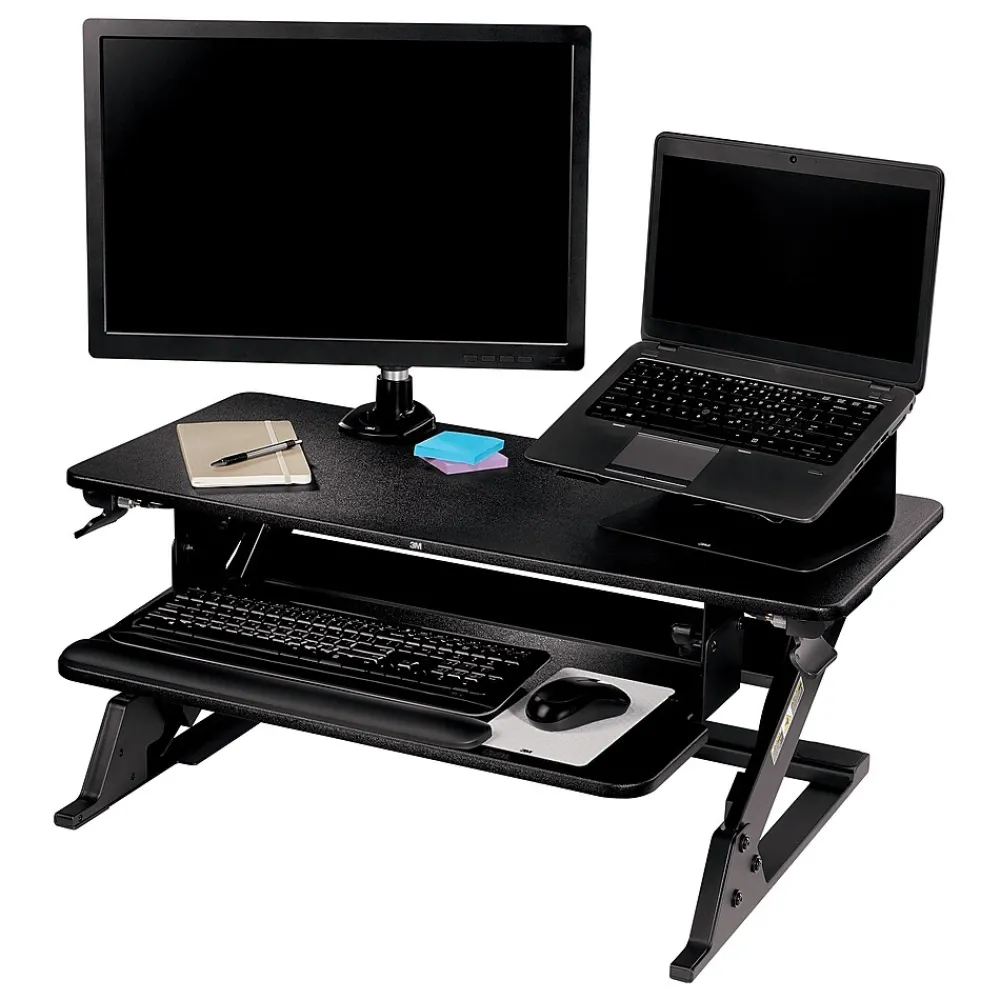 Standing Desks*3M Precision Standing Desk 35"W Manual Adjustable Desk Riser with Gel Wrist Rest and Precise Mouse Pad, Black (SD60B)