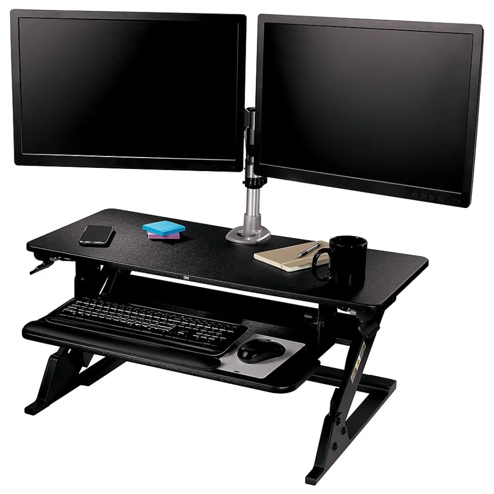 Standing Desks*3M Precision Standing Desk 35"W Manual Adjustable Desk Riser with Gel Wrist Rest and Precise Mouse Pad, Black (SD60B)