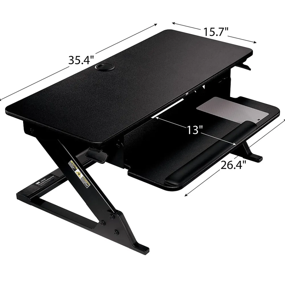Standing Desks*3M Precision Standing Desk 35"W Manual Adjustable Desk Riser with Gel Wrist Rest and Precise Mouse Pad, Black (SD60B)