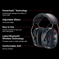 3M WorkTunes Connect and Solar Wireless Bluetooth Hearing Protector, 26 dB, Black (90573-DC)