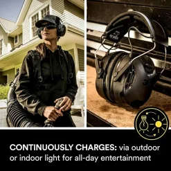 3M WorkTunes Connect and Solar Wireless Bluetooth Hearing Protector, 26 dB, Black (90573-DC)