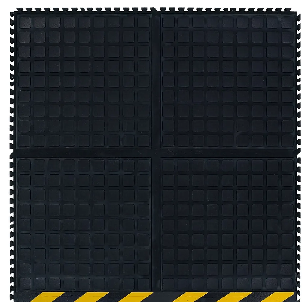 M + A Matting M+A Matting Hog Heaven III Comfort Anti-Fatigue Mat, 3' x 3.32', Black with Yellow Striped Border, Side (447204100)