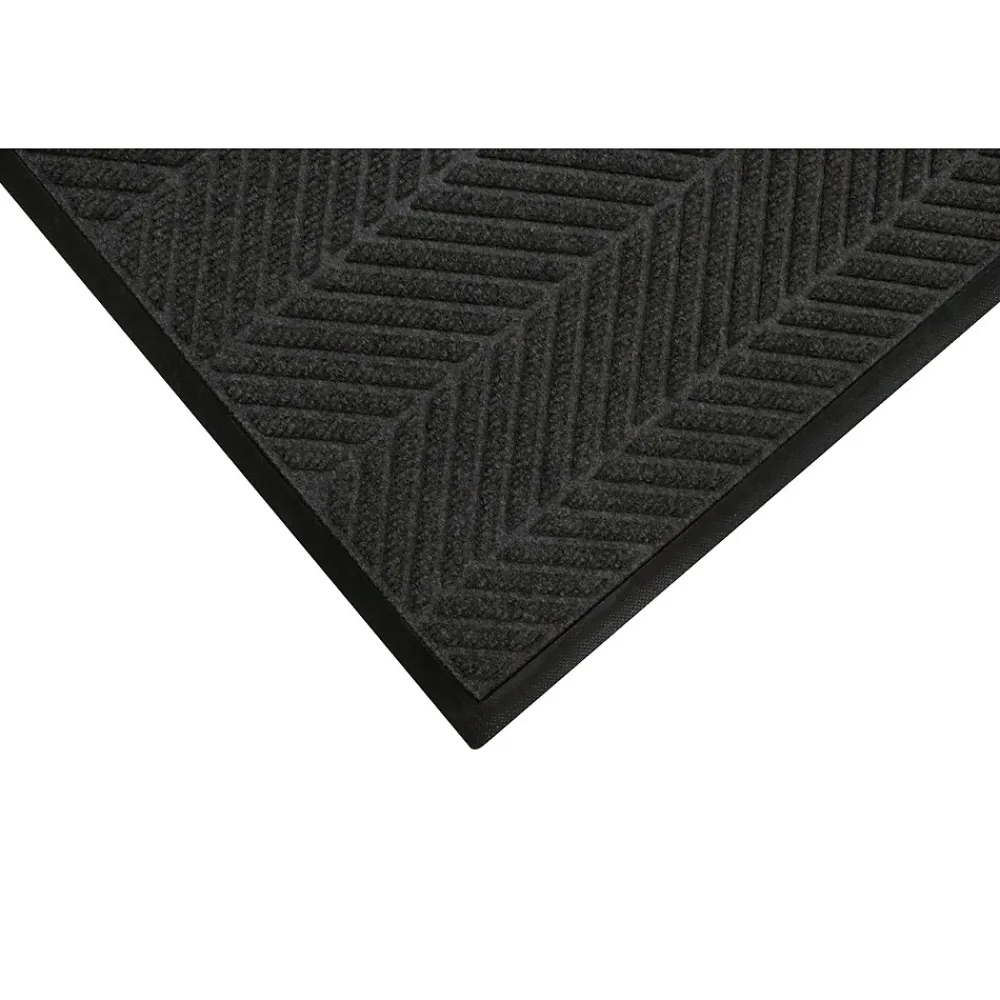 M + A Matting M+A Matting WaterHog Max Herringbone Classic Mat, Smooth, 4' x 6', Black Smoke (22407046170)
