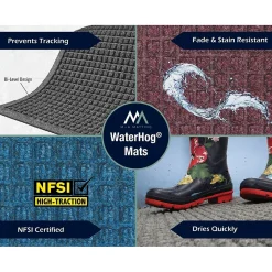 M + A Matting M+A Matting WaterHog Squares Classic Mat, Smooth, 3' x 10', Medium Grey (20057310170)