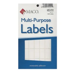 Labels|Maco Multi-Purpose Handwrite Labels, Rectangular, 1/2" x 1", Pack Of 1000, 6/Pack (6PK-MS-816)