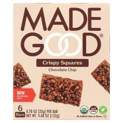 MadeGood Chocolate Chip Crispy Squares, 0.78 oz, 6/Box, 6 Boxes/Pack (307-00429)