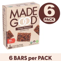 MadeGood Chocolate Chip Crispy Squares, 0.78 oz, 6/Box, 6 Boxes/Pack (307-00429)