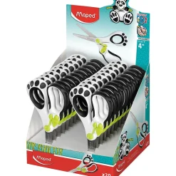 Scissors|Maped 5" Koopy Spring-Assisted Educational Scissors, Blunt Tip, Black/White Handle, Pack of 20 (MAP137910)