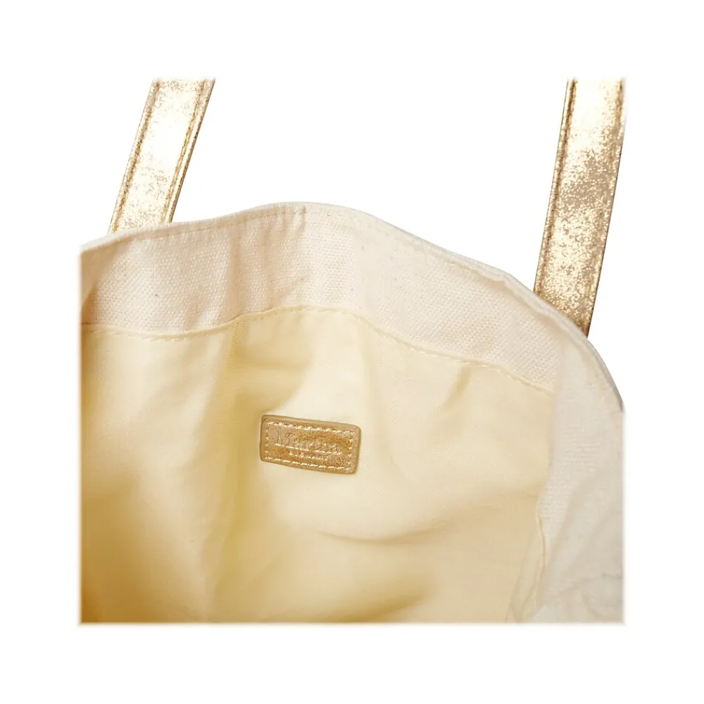 Deluxe Beige/Gold Canvas/Faux Leather Tote, Large (MS106A)<Martha Stewart Online