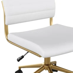 Office Chairs*Martha Stewart Ivy Armless Faux Leather Swivel Office Chair, White/Polished Brass (CH2209211WHGLD)