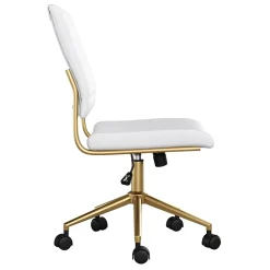 Office Chairs*Martha Stewart Ivy Armless Faux Leather Swivel Office Chair, White/Polished Brass (CH2209211WHGLD)