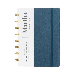 Notebooks|Martha Stewart 1-Subject Customizable Notebook, 6.38" x 9", Narrow Ruled, 60 Sheets, Blue (MS110P)