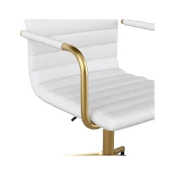 Office Chairs*Martha Stewart Taytum Ergonomic Faux Leather Swivel Office Chair, White (CH142370WHGLD)