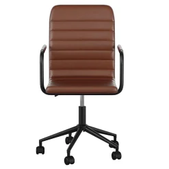 Office Chairs*Martha Stewart Taytum Faux Leather Swivel Office Chair, Saddle Brown/Oil Rubbed Bronze (CH142370BRBK)