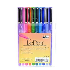 Pens|Marvy Uchida Le Pen Felt Pen, Fine Point, Assorted Ink, 10 Pack (17897)