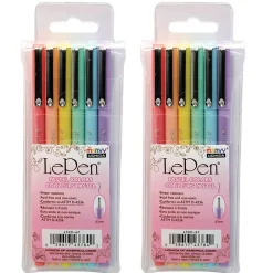 Pens|Marvy Uchida LePen Felt Pen, Micro Fine Point, 0.3mm, Assorted Pastel Inks, 6/Pack, 2 Packs (UCH43006P-2)