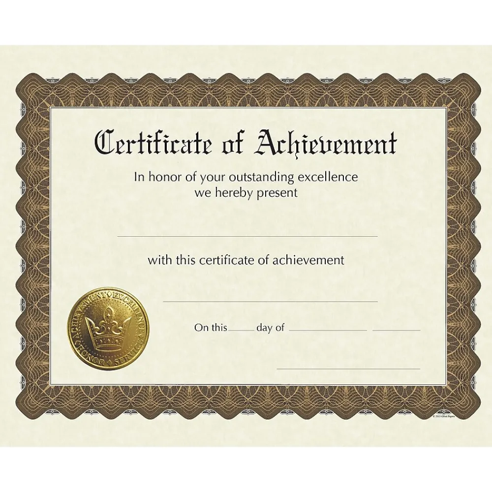 Awards & Certificates*Masterpiece Stock Achievement Certificates, 8.5" x 11", Ivory, 6/Pack (930100)