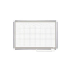 Dry Erase*MasterVision ® 48"H x 72"W Grid Porcelain Planner Dry Erase Board, Aluminum Frame