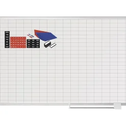 Dry Erase*MasterVision ® Magnetic 1 x 2 Grid Planner 36 x 48, Aluminum with Kit