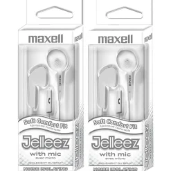 Maxell Jelleez Soft Earbuds with Mic, White, 2/Bundle (MAX199728-2)<Maxwell Best