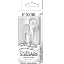 Maxell Jelleez Soft Earbuds with Mic, White, 2/Bundle (MAX199728-2)<Maxwell Best