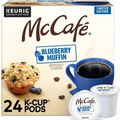 McCafe Blueberry Muffin Coffee Keurig K-Cup Pod, Light Roast, 24/Box (5000365844)