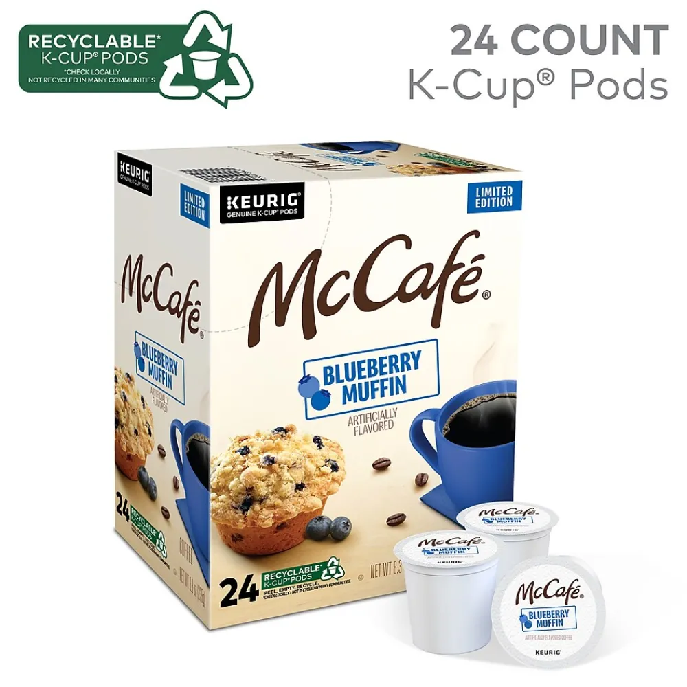 McCafe Blueberry Muffin Coffee Keurig K-Cup Pod, Light Roast, 24/Box (5000365844)