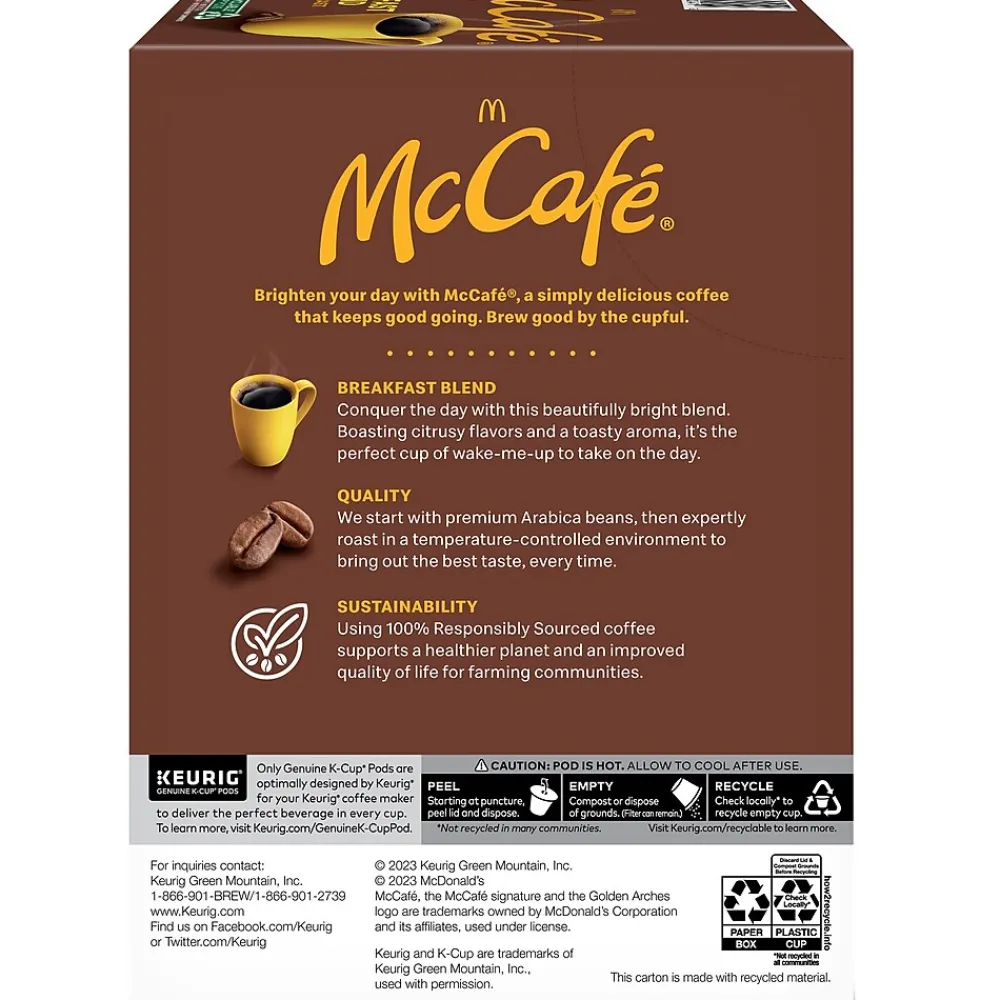 McCafe Breakfast Blend Coffee Keurig® K-Cup® Pods, Light Roast, 24/Box (5000201384)