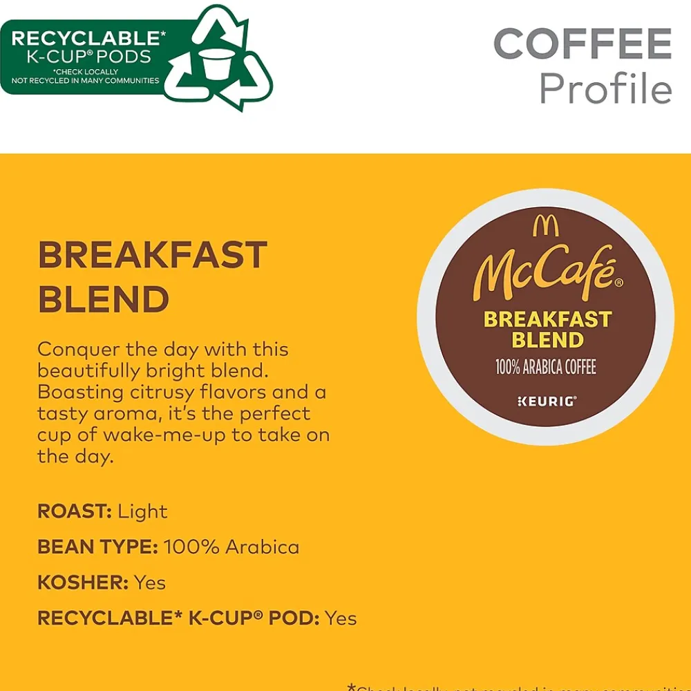 McCafe Breakfast Blend Coffee Keurig® K-Cup® Pods, Light Roast, 24/Box (5000201384)