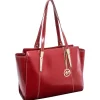 Aldora Ladies' Tote with Tablet Pocket, Top Grain Cowhide Leather, Red (97506)<McKlein