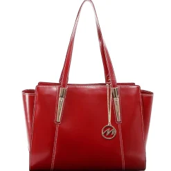 Aldora Ladies' Tote with Tablet Pocket, Top Grain Cowhide Leather, Red (97506)<McKlein