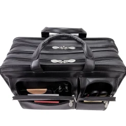 Clinton P Series Laptop Rolling Briefcase, Black Leather (88445)<McKlein Best