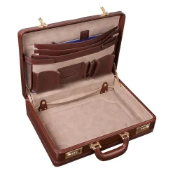 Coughlin Expandable Attache Briefcase, Top Grain Cowhide Leather, Brown (80464)<McKlein Online