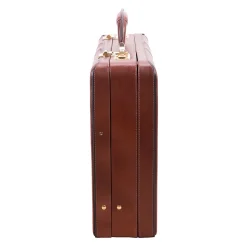 Coughlin Expandable Attache Briefcase, Top Grain Cowhide Leather, Brown (80464)<McKlein Online