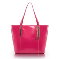 CRISTINA Fuchsia Genuine Leather Tote with Tablet Pocket, Large (97543)<McKlein Discount